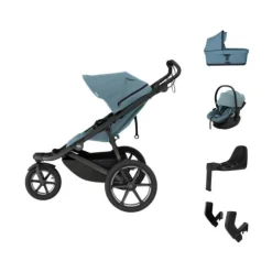 Thule Urban Glide 3 Kinderwagen 4-in-1 - Mid Blue | Thule Maple Autostoeltje - Mid Blue | Thule Alfi Isofix Base