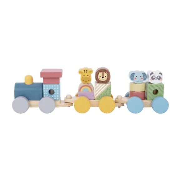 Tooky Toy Dieren Blokkentrein - Hout