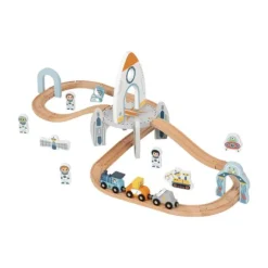 Tooky Toy Treinbaan Met Ruimtestation - Hout