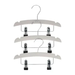 TWF Kledinghanger Met Clips - 3 Stuks - Hout Wit