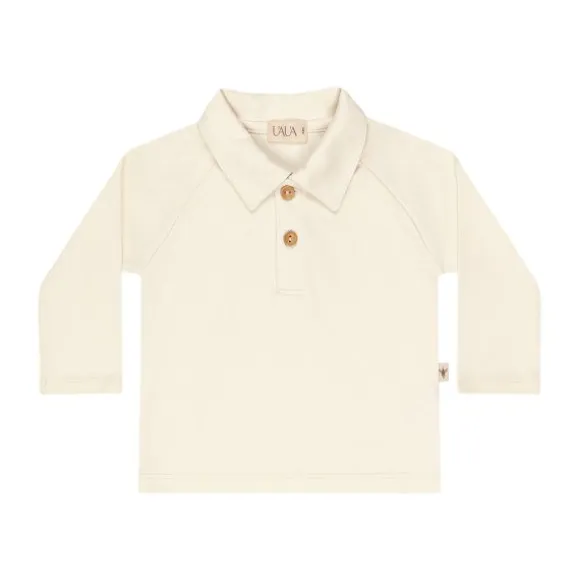 UAUA Polo T-Shirt Lange Mouwen - Newborn - Crema