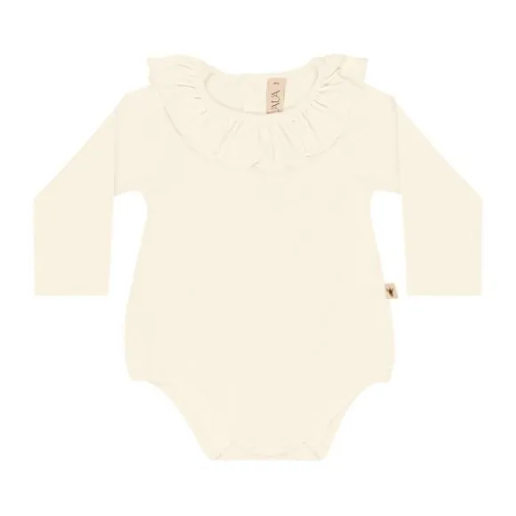 UAUA Ruffle Romper Lange Mouwen - 3-6 Mnd - Crema