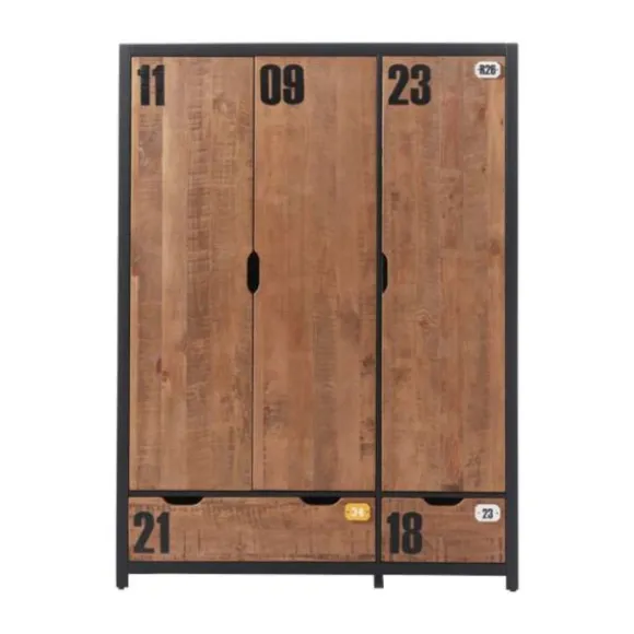 Vipack Alex Kledingkast Bruin / Zwart 3-Deurs