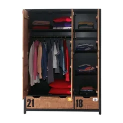 Vipack Alex Kledingkast Bruin / Zwart 3-Deurs