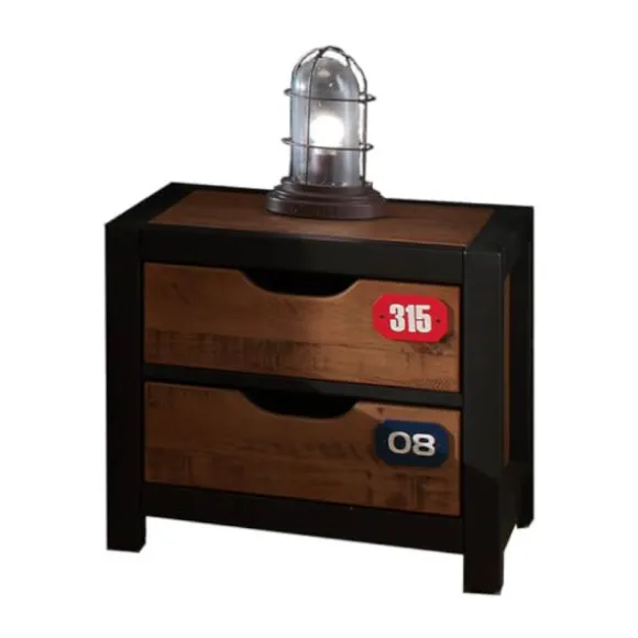 Vipack Alex Nachtkastje 90 x 200 Cm Bruin / Zwart