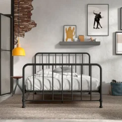 Vipack Bronxx Bed - 140 x 200 cm - Mat Blue Denim