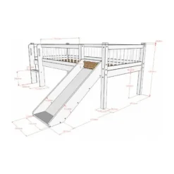 Vipack Forrest Semi - Halfhoogslaper Met Glijbaan 90x200 cm – Beuk Wit