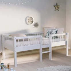 Vipack Forrest Semi - Halfhoogslaper Met Ladder 90x200 cm – Beuk Wit