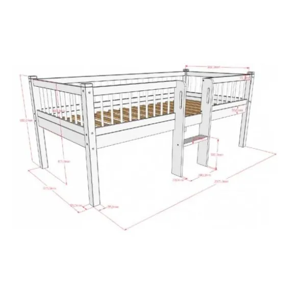 Vipack Forrest Semi - Halfhoogslaper Met Ladder 90x200 cm – Beuk Wit