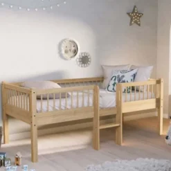 Vipack Forrest Semi - Halfhoogslaper Met Ladder 90x200 cm – Eik