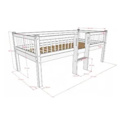 Vipack Forrest Semi - Halfhoogslaper Met Ladder 90x200 cm – Eik
