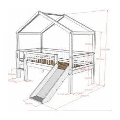 Vipack Huisbed met Glijbaan - Forrest Beuk - 90 x 200 cm - Wit