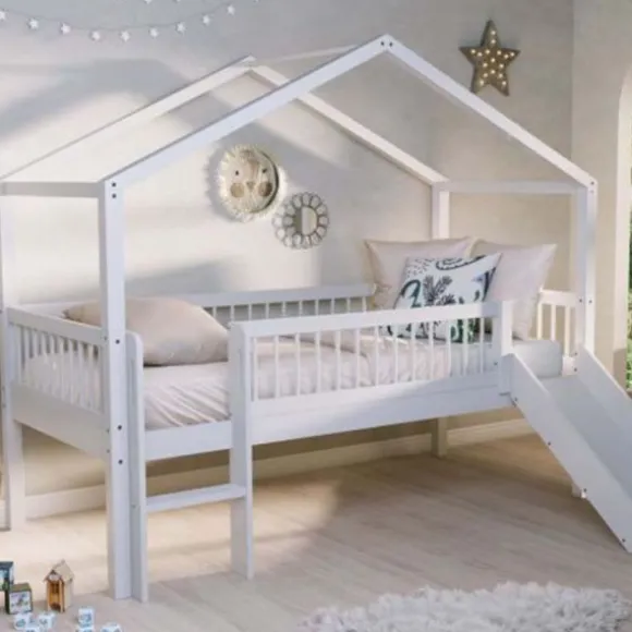 Vipack Huisbed met Glijbaan - Forrest Beuk - 90 x 200 cm - Wit