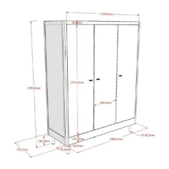 Vipack Kleerkast 3-Deurs - Forrest Beuk - Wit