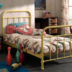 Vipack New York Bed Metaal Geel 90 x 200 cm