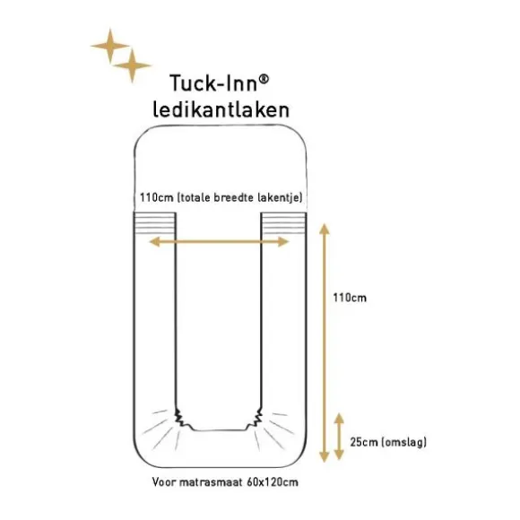 Witlof For Kids Plooien Tuck-Inn Ledikantlaken - 60 x 120 cm - Wit
