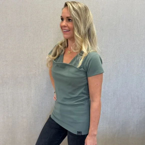 Womboo Buidelshirt Vrouw - Groen/Grijs - Maat S