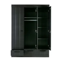 Woood Connect Kast 3-Deurs Met Lade Zwart