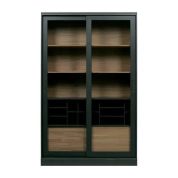 Woood James Vitrinekast Noten Zwart