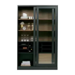 Woood James Vitrinekast Noten Zwart