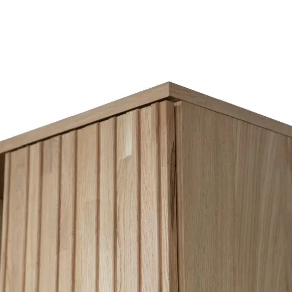 Woood New Gravure Hoge Kast - Met Lade - Eiken - Blanke Lak