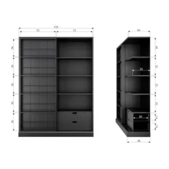 Woood Swing Schuifdeurkast – Grenen – Zwart